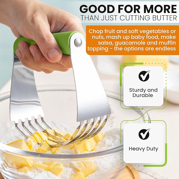 Spring Chef Large Green Dough Blender For Baking, Professional Dough Cutter Tool, Stainless Steel Puff Pastry Cutter Tool with Sharp Blades, Dishwasher Safe Pastry Blender for Easy Mixing - Image 5