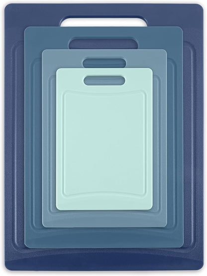 COOK WITH COLOR Non-Slip Cutting Board Set – Kitchen Essentials with Easy Grip Handle for Meat, Veggies, and Fruits, 4 Cutting Boards, Blue-New - Image 6