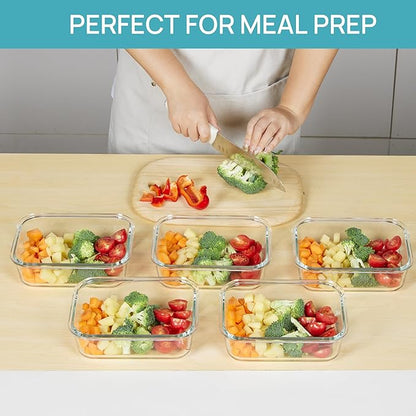 Vtopmart 5 Pack 35oz Glass Food Storage Containers with Lids, Meal Prep Containers, Airtight Reusable Lunch Container Set, Safe for Oven, Microwave, Freezer, and Dishwasher, Blue - Image 3