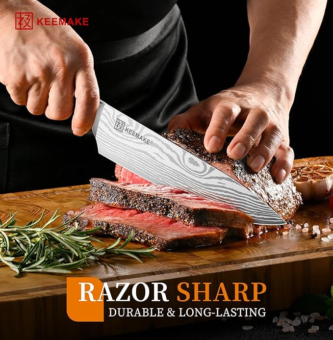 KEEMAKE Chef Knife - 8 Inch High Carbon Stainless Steel Kitchen Knife with Ergonomic Handle, Professional Kitchen Gadgets with Gift Box for Men and Women, Mothers Day Gifts - Image 2