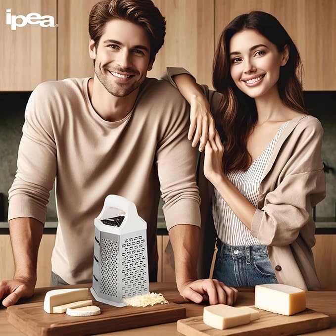 IPEA Stainless Steel 6-Sided Cheese Grater – 23 cm – Vertical Grater Six Blades with Ergonomic Handle for Grating Cheese, Vegetables, Lemon, Fruits Chocolate – Hexagonal Multi-Purpose - Image 4
