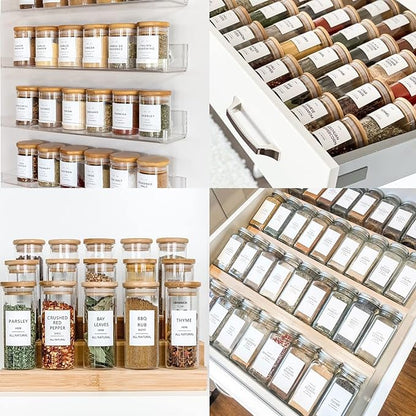 GPOVVIMX 191 Spice Jar Labels Preprinted Minimalist Stickers - White Waterproof Label - Fit Round or Rectangle Spice Jars - Herb Seasoning Kitchen Pantry Labels - Image 6