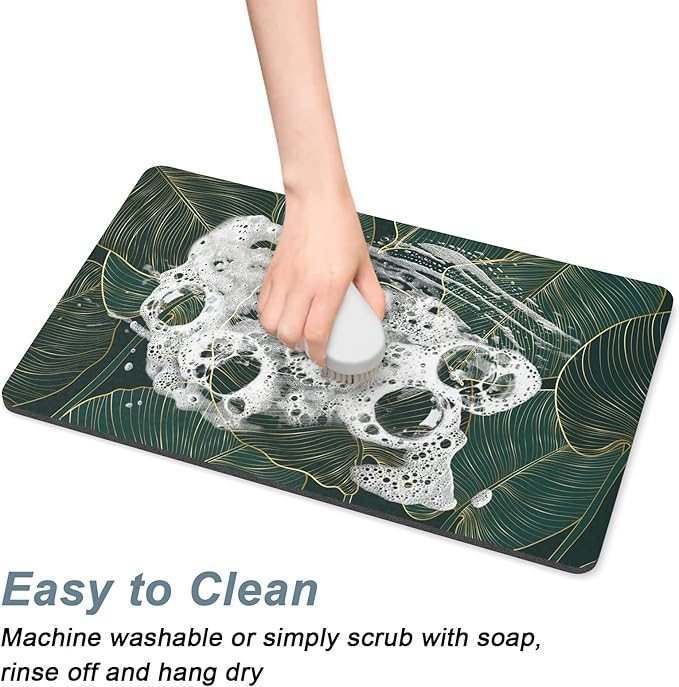 Rnivvi Coffee Mat, 12" x 19" Cute Tropical Theme Coffee Bar Mats for Espresso Machine Station Accessories and Organizer, Hide Stain Rubber Backed Absorbent Dish Drying Pad for Kitchen Counter, Palm - Image 5