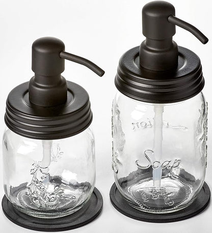 Mason Jar Soap and/or Lotion Dispenser for Hand Sanitizer, Liquid Soap or Hand/Body Lotion (Black, 12oz & 16oz)