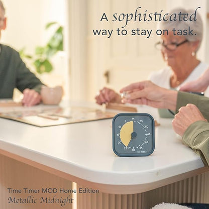 Time Timer MOD - Home Edition - Individual Sized 60 Minute Visual Countdown Timer for ADHD, Adults, Students, and Pomodoro with Silent Operation (Metallic Midnight) - Image 2