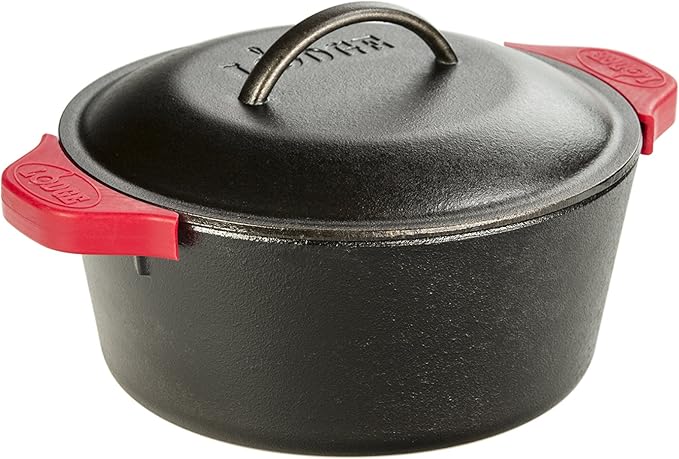 Lodge Cast Iron Dutch Oven - Loop Handle Cooking Vessel - Even Heat Retention - Oven-Safe, Versatile Pot - Handle Holders Included - 5 Quart - Image 2