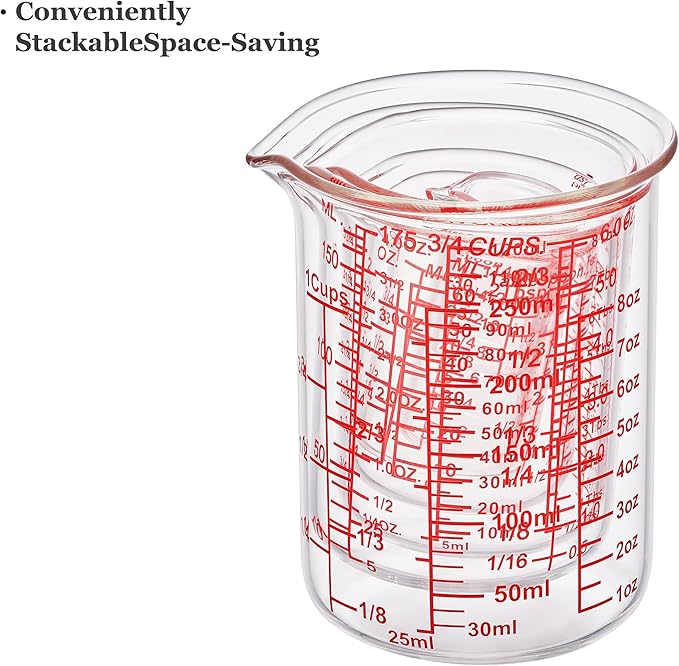 Ackers 7-Piece Glass Measuring Cup Set, Borosilicate Beaker Style Nesting Liquid Measuring Cups - Image 8
