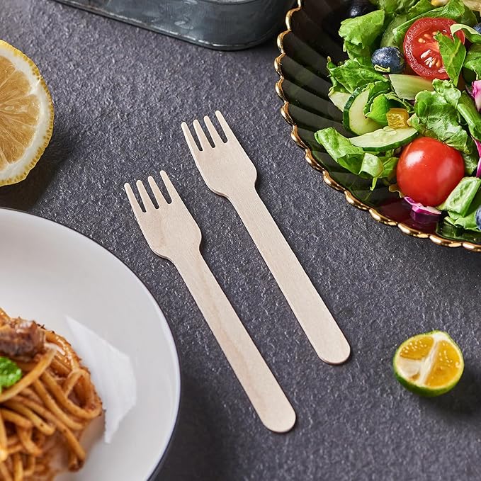 JALUXING 100% Compostable Wooden Cutlery Set - 300 Combo Utensils Disposable Wood Silverware, Eco Friendly, Party Flatware Recyclable Sustainable(Formerly FULING)
