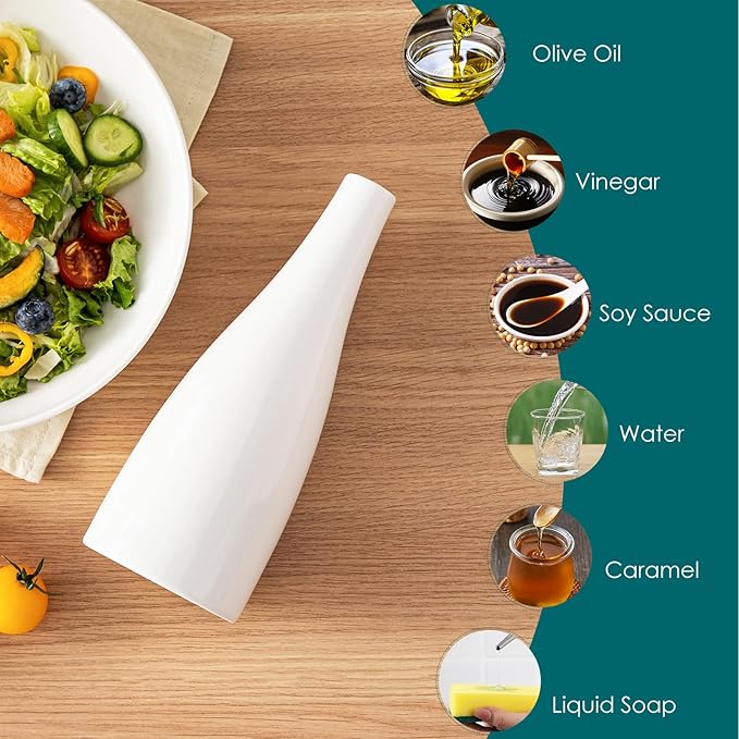 vancasso 16 Oz Ceramic Olive Oil Dispenser Bottle, Bottle Dispenser with Spout and Funnel for Kitchen,Suitable for Oil, Vinegar, Coffee Syrups & Other Liquids, White - Image 5