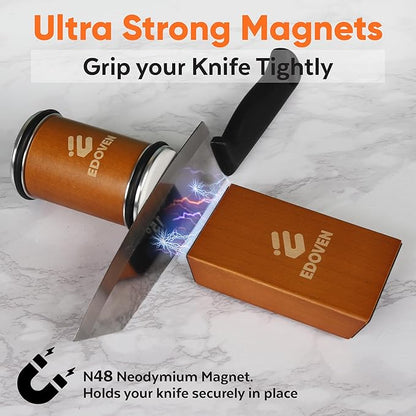 Knife Sharpener Tool – Rolling Knife Sharpener Kit with Diamond & Ceramic Discs, Magnetic 15° & 20° Angle Guide, Manual Kitchen Knife Sharpener for Steel Knives, Ideal Gift - Image 7