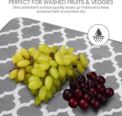 Bellemain XL Dish Mat 24" x 17" ( LARGEST MAT ) Microfiber Dish Drying Mat , Super absorbent ( Trellis ) - Image 6