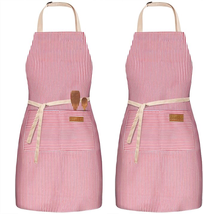 BeLuyi 2 Pack Adjustable Bib Apron with 2 Pockets Chef Cooking Kitchen Restaurant Aprons for Women Men by BELUYI