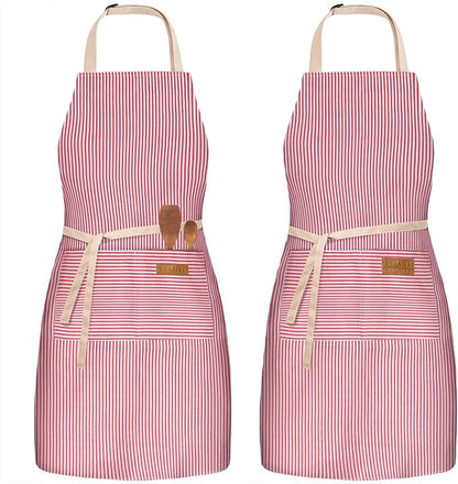 BeLuyi 2 Pack Adjustable Bib Apron with 2 Pockets Chef Cooking Kitchen Restaurant Aprons for Women Men by BELUYI