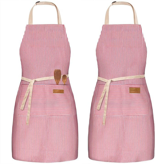 BeLuyi 2 Pack Adjustable Bib Apron with 2 Pockets Chef Cooking Kitchen Restaurant Aprons for Women Men by BELUYI