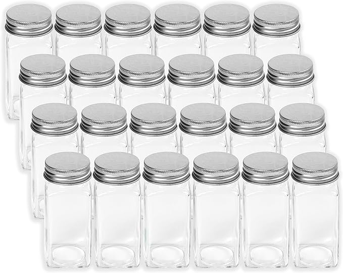 Simple Houseware Spice Jars 4 Ounce Square Glass Bottles with Shaker Lids, Funnel and Labels for Seasoning & Storage, 24 Pack - Image 3