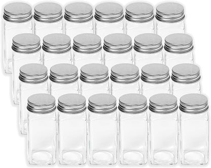 Simple Houseware Spice Jars 4 Ounce Square Glass Bottles with Shaker Lids, Funnel and Labels for Seasoning & Storage, 24 Pack - Image 3