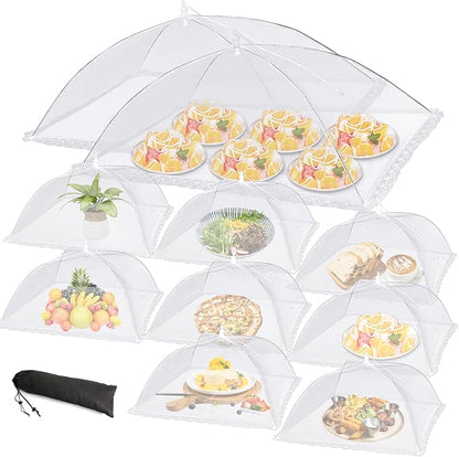 10 PACK Mesh Food Covers for Outside, Food Covers Outdoors Pop-up Food Tents 2 Extra Large (40"x24") & 8 Large (17"x17") for Picnic, Camping Supplies by LYDTICK