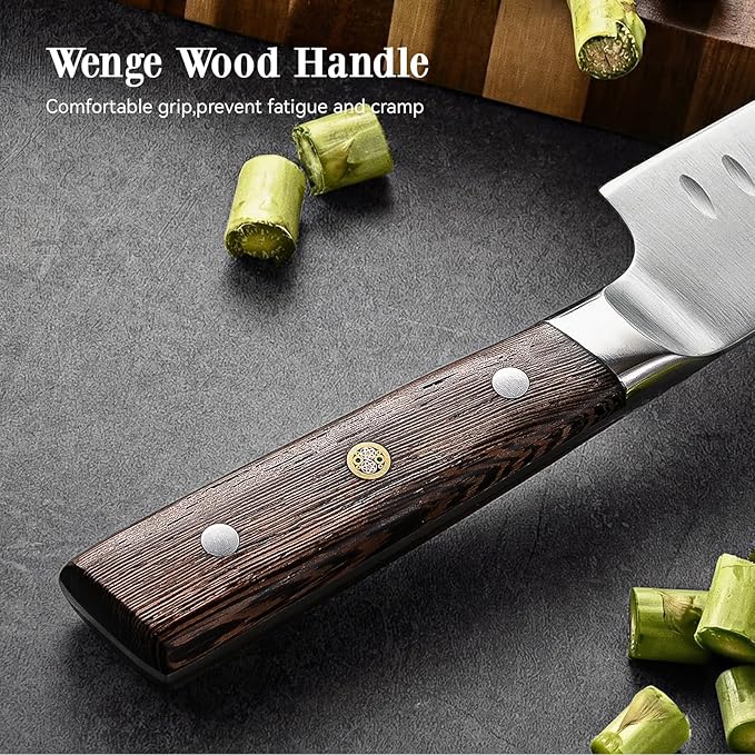 Knife Set, Emojoy 16-Piece Kitchen Knife Set with Block, Knife Block Set with Kitchen Shears and Sharpener, High Carbon German Steel(Natural Wenge)