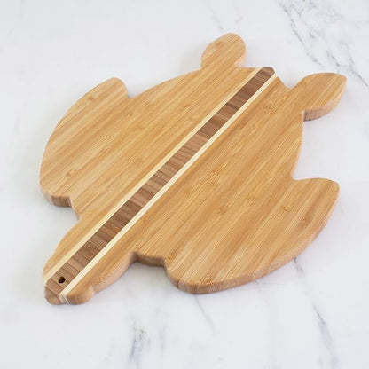 Totally Bamboo Sea Turtle Shaped Cutting Board and Charcuterie Serving Tray, Great for Wall Display