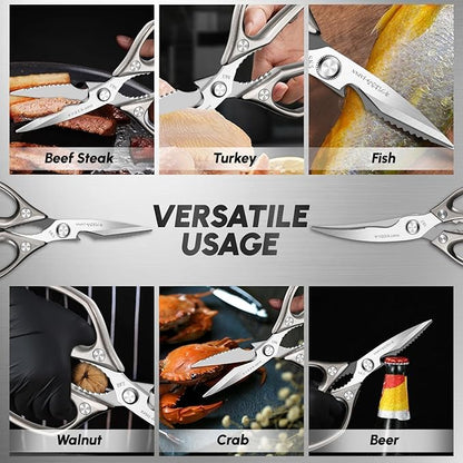 SSGP Kitchen Shears Set, All Purpose Heavy Duty Poultry Shears, Sharp Japanese Meat Scissors, Dishwash Safe Stainless Steel Kitchen Scissors for Food, Chicken Bones, Turkey, Christmas Gifts Women Men - Image 6
