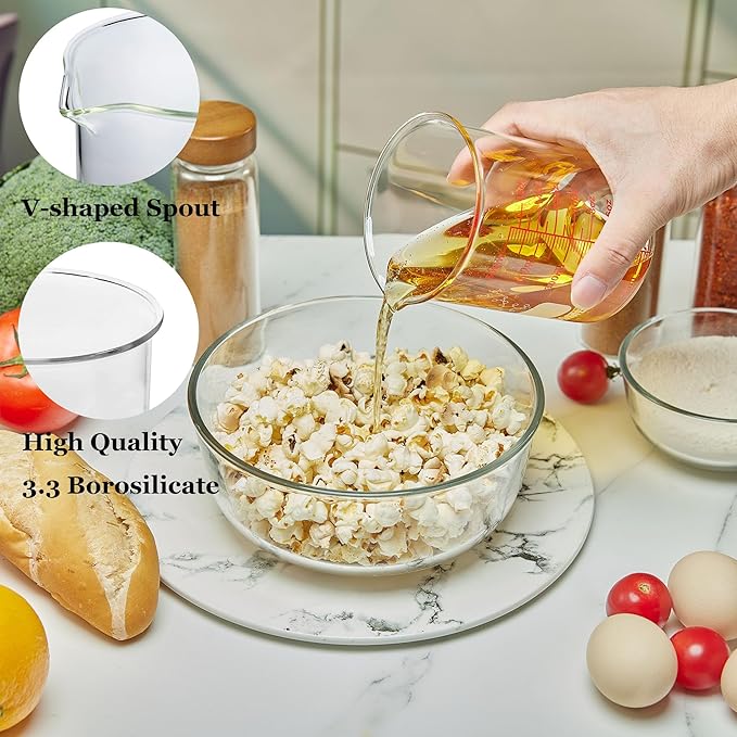 High Borosilicate Glass Measuring Cup-V-Shaped Spout,500ml(16OZ) Glass Measuring Beaker for Kitchen or Restaurant, Easy to Read - Image 2