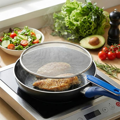 8.3 Inch Grease Splatter Guard for Frying Pan, Stainless Steel Grease Screen with Grip Handle, Ultra Fine Mesh Prevents Oil Splatters for Frying Pan - Image 4