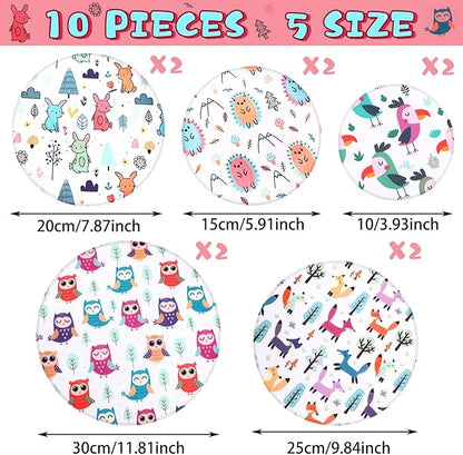 Patelai 10 Pcs Bowl Covers Reusable in 5 Size Stretch Cloth Fabric Elastic Food Storage Bowl Covers Bread Sourdough Lids for Proofing Food Fruits Leftover(Multicolor,Cute Style) - Image 2