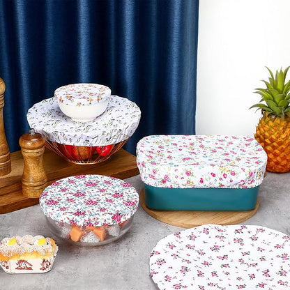 Patelai 10 Pcs Bowl Covers Reusable in 5 Size Stretch Cloth Fabric Elastic Food Storage Bowl Covers Bread Sourdough Lids for Proofing Food Fruits Leftover(Red, Green, Yellow,Flowers Style) - Image 4