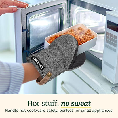 Cuisinart Heritage Mini Oven Mitts – 5.5” x 7” Heat-Resistant Kitchen Mitts for Oven with Non-Slip Neoprene Palm, Cotton Filling, and Faux Leather Loop – Durable Oven Mitt Set for Cooking & Baking - Image 2