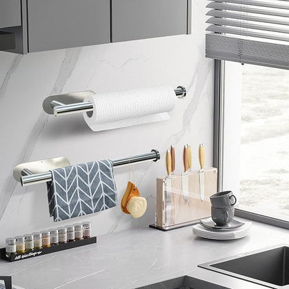 DEKAVA Under Cabinet Wall Mount Paper Towel Holder, Self-Adhesive Bar, Stainless Steel 13 inch (Bright Silver, 1) - Image 3