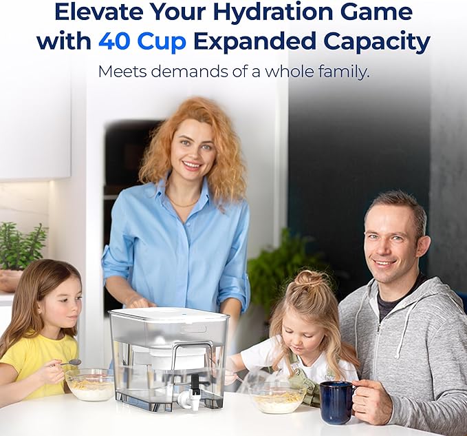 Waterdrop WFD-22L-DF Water Filter Dispenser, 40-Cup Water Purifier, 2 Built-in Filters, 8X Faster Filtration, 400-Gallon Lifespan, 10X Longer Lifetime, Reduces Chlorine, PFOA/PFOS, White - Image 7