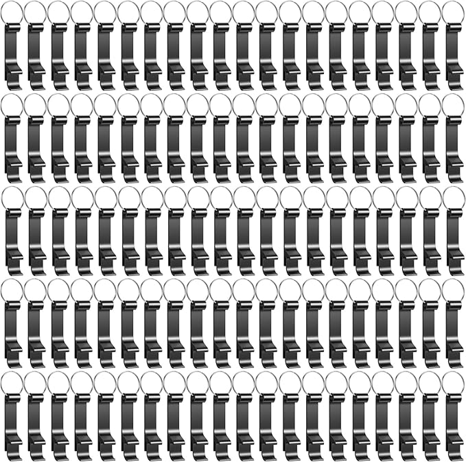 100 Pack Bottle Opener Keychain Bulk Black Metal Pocket Can Opener Key Chain Ring Wine Beer Beverage Heavy Duty Aluminum Bottle Openers Destapadores De Cerveza for Bar Bartender Wedding Party Gifts