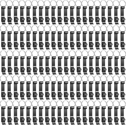 100 Pack Bottle Opener Keychain Bulk Black Metal Pocket Can Opener Key Chain Ring Wine Beer Beverage Heavy Duty Aluminum Bottle Openers Destapadores De Cerveza for Bar Bartender Wedding Party Gifts