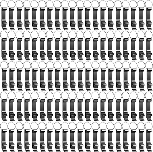 100 Pack Bottle Opener Keychain Bulk Black Metal Pocket Can Opener Key Chain Ring Wine Beer Beverage Heavy Duty Aluminum Bottle Openers Destapadores De Cerveza for Bar Bartender Wedding Party Gifts