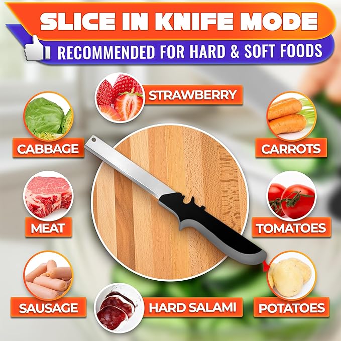 2 in 1 Kitchen Scissors for Food – Stainless Steel Blade & Plastic Cutting Board Scissors with Safety Lock | 9.5" Tomato Knife, Fruit & Vegetable Cutter – Easy-to-Use Kitchen Shears for Meat, Cheese - Image 8