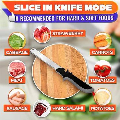 2 in 1 Kitchen Scissors for Food – Stainless Steel Blade & Plastic Cutting Board Scissors with Safety Lock | 9.5" Tomato Knife, Fruit & Vegetable Cutter – Easy-to-Use Kitchen Shears for Meat, Cheese - Image 8