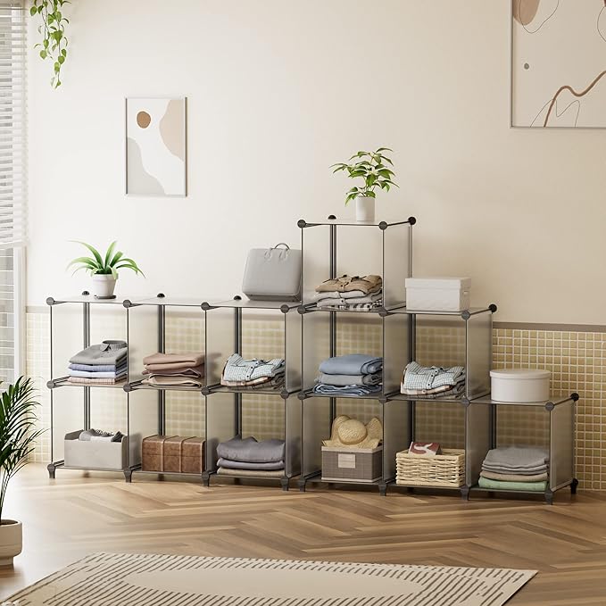 HOMIDEC Closet Organizers and Storage, 9 Cube Storage Organizer, Portable Closet Organizer Storage Cubes Shelves, Grey - Image 4