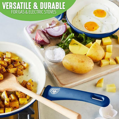 GreenLife Non Stick Fry Pan Set (7" & 10"), Non-Toxic PFAS-Free Ceramic Skillets, Dishwasher & Oven Safe, Egg Omelet Frying Pans, Stay- Cool Handles, Kitchen Home Cooking Essentials, Blue - Image 6