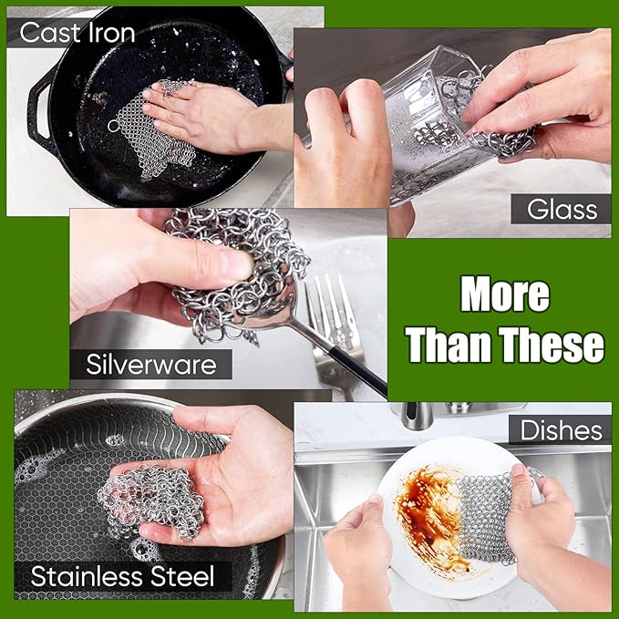 5QT Cast Iron Dutch Oven with Stainless Steel Scrubber, HaSteeL 2-In-1 Pre-seasoned Camping Pot, Heavy Duty Campfire Pot with Feet for Outdoor Stovetop Griddle Cooking Baking Roasting Stewing
