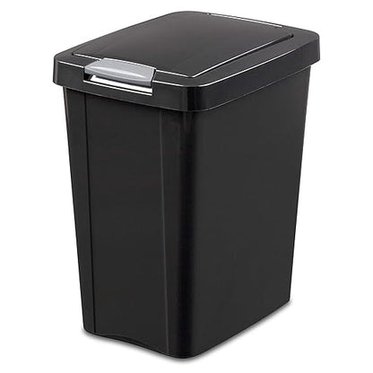 Sterilite 10439004 7.5 Gallon Black Plastic TouchTop Wastebasket by Sterilite