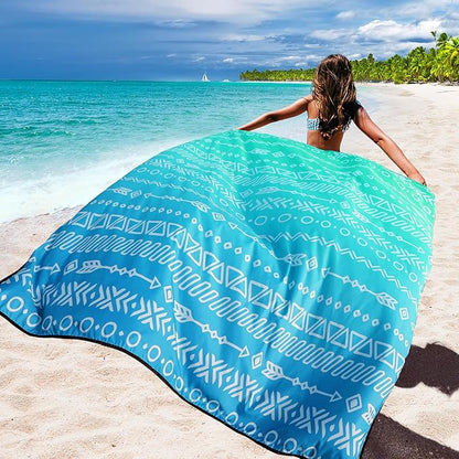 WIWIGO Beach Blanket Waterproof Sandproof Beach Mat 79" X 83"/10'x9'for 2-8 Adults Quick Drying Outdoor Picnic Mat Beach Accessories for Travel, Camping, Hiking - Image 4