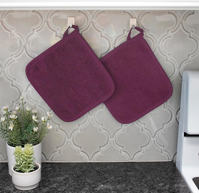 RITZ Terry Potholder & Hot Pad: Unparalleled Heat Resistant, Durable 100% Cotton – Ergonomically Designed for Optimal Grip – Easy-Care Machine Washable – 2-Pack, Beet - Image 5