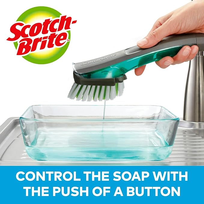 Scotch-Brite Odor Resist Soap Control Dishwand Brush, Non-Scratch Cleaning Brush with Scraper, Stands Upright (Pack of 4) - Image 4
