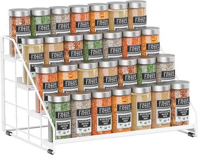 Spice Rack Organizer for Cabinet, 4 Tiered Spice Rack Organizer, Tiered Adjustable Spice Shelf for Kitchen (White-1Pcs) - Image 8