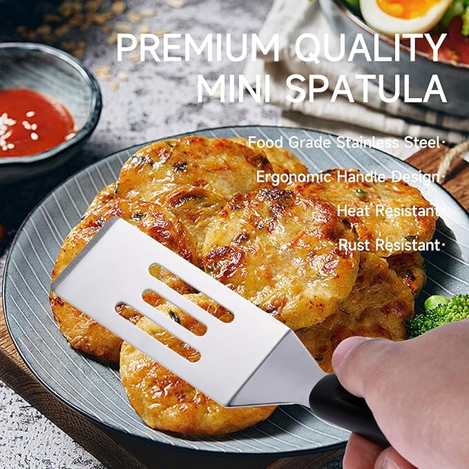 2 Pack Mini Spatula Stainless Steel Small Spatula For Kitchen, Metal Spatula For Cooking Brownie Cookie Lasagna, Pie Server, Cake & Pancakes Serving Spatulas