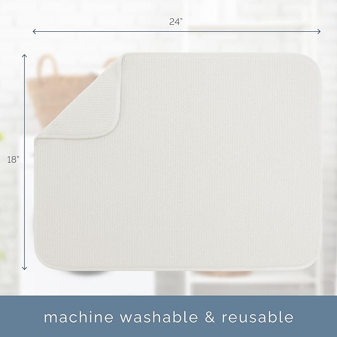 S&T INC. Dish Drying Mat XL, 18” x 24”, Absorbent Microfiber Kitchen Counter Mat, Dish Drying Pad for Dishes, Utensils, Pots and Pans, Extra Large, Cream - Image 6