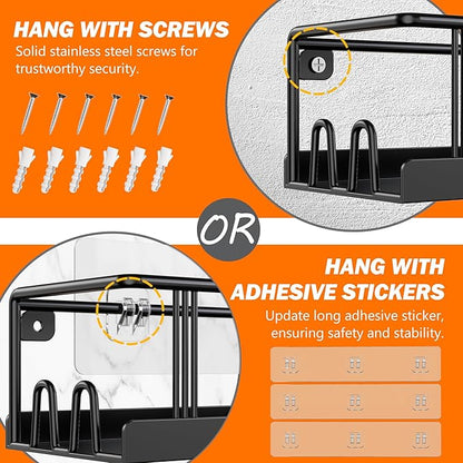 Bunoxea Spice Rack Wall Mounted 2 Pack, Space-Saving Spice Organizer for Spice Jars and Seasonings,Screw or Adhesive Hanging Spice Rack Organizer for Your Kitchen Cabinet,or Pantry Door