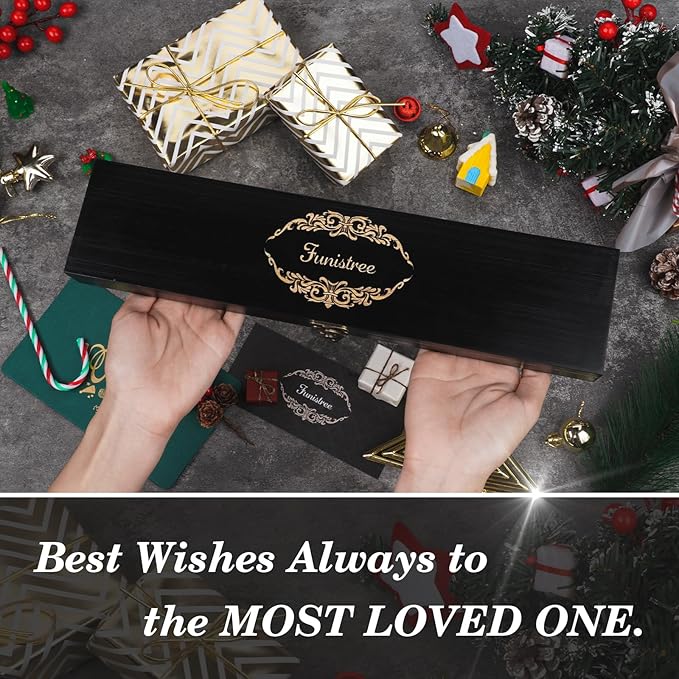 Funistree Dad Gifts from Daughter Wife Son, Best Dad Ever Kitchen Knife Gift Set with Wooden Box, Dad Birthday Gift Ideas, 8" Professional Chef Knife, Dads Birthday Gift for Men Husband
