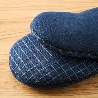 KITCHENAID Gourmet Series Gridlines Mini Oven Mitts 2-Pack Set, Heat Resistant up to 600°F, Soft Silicone Grip, Magnetic Cuff, Ink Blue, 5.5"x9" - Image 3