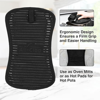 All-Clad Premium Pot Holder & Hot Pad: Heat Resistant to 500 Degrees - 100% Cotton, 10"x6.25" Hot Pad for Kitchen and Barbeque, (1-Pack), Black - Image 3